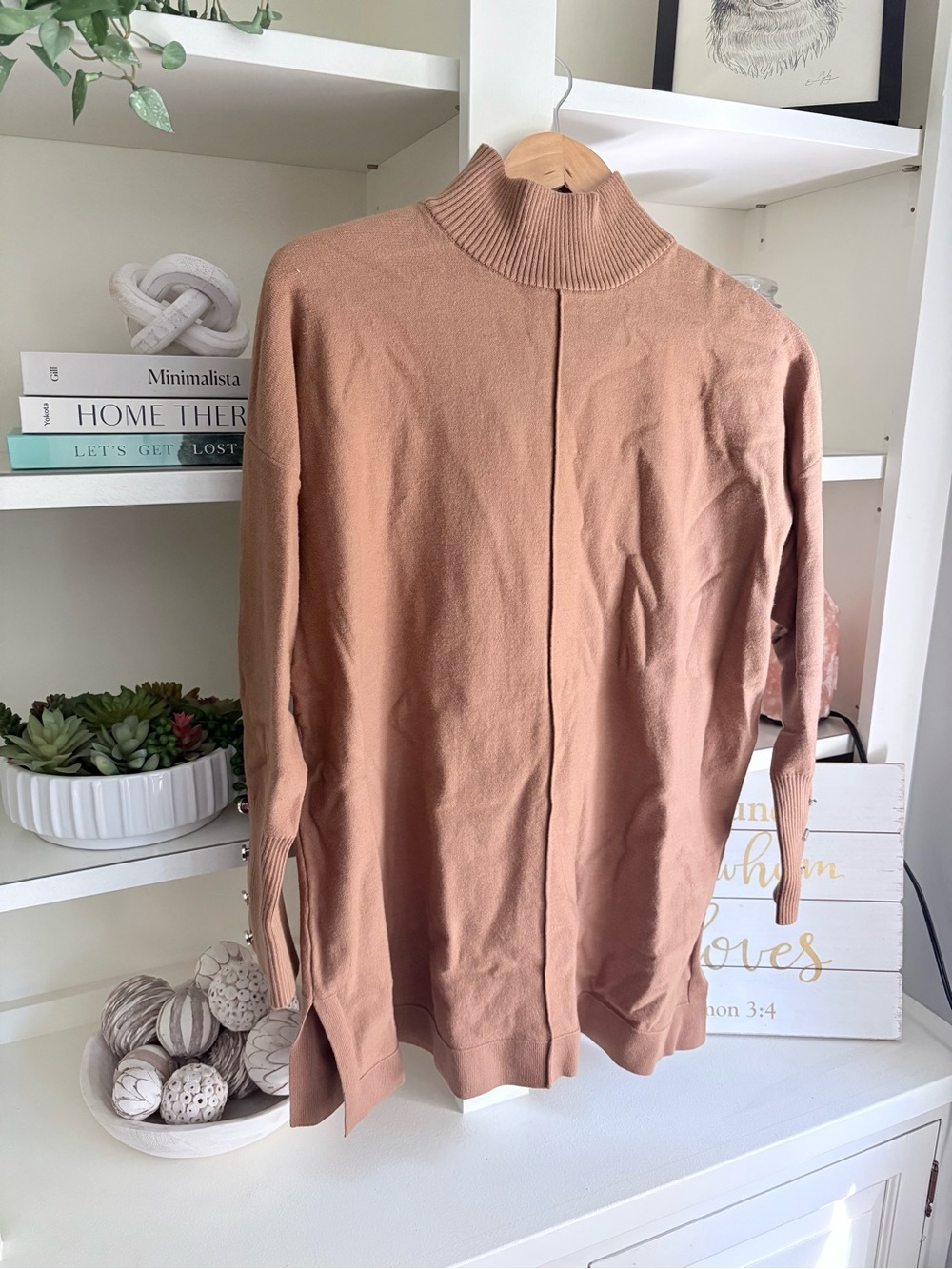 Anne Klein Mock Neck Tunic Sweater